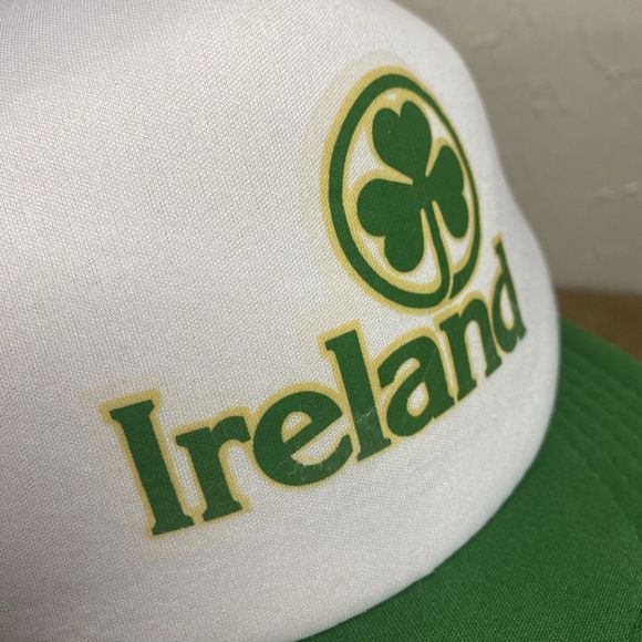 Vintage Shandon Headwear Ireland Hat Cap Irish Clover Mesh Foam Snapback Trucker - Picture 3 of 16